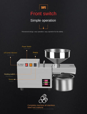 S9S Oil Press Stainless Steel Automatic Cold Press Oil Press Coconut Peanut Kernel Oil Press 110V/220V 1500W (Max)