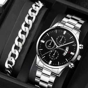 Deyros men's luxury quartz watch with alloy band, round case, and bracelet clasp, featuring a classic accessories design.