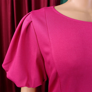 Elegant Dresses for Women 2026 New O Neck Short Sleeve Belt Waisted Pleated Mid Calf Fashion Ladies Birthday Party Dinner Dress