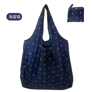 Large washable reusable shopping bag by Hot Trend Vault, foldable eco-friendly cloth tote with heavy-duty design for women.