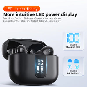 Hot Trend Vault QERE E50 wireless headphones with Bluetooth 5.3, touch display, 13mm drivers, and four microphones for music lovers.