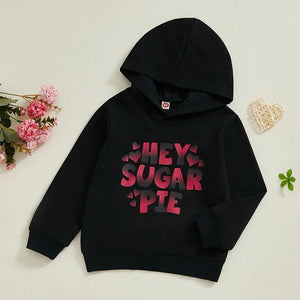 4-7Years Kids Girls Boys Hoodies Letter Heart Print Hooded Long Sleeve Pullovers Valentine's Day Clothes Spring Sweatshirts
