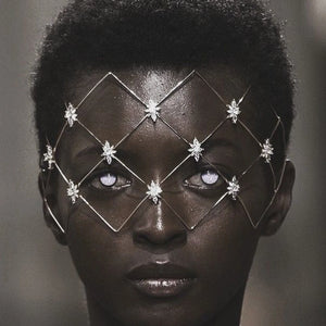 Stonefans Zircon Hollow Face Mask Veil Model Show Face Accessories 2024 Trendy Mesh Shape Indian Face Jewelry Masquerade Party