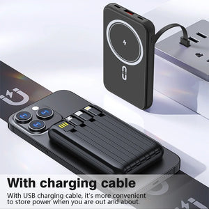 10000mAh Power Bank 15W Magnetic Fast Charging External Battery Wireless Charger with 4lines Cable for iPhone 15/14/13 xiaomi