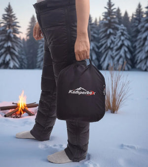 Lightweight Hot Trend Vault down winter hiking pants for men and women, showing the warm, insulated outdoor apparel.