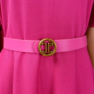 Elegant Dresses for Women 2026 New O Neck Short Sleeve Belt Waisted Pleated Mid Calf Fashion Ladies Birthday Party Dinner Dress