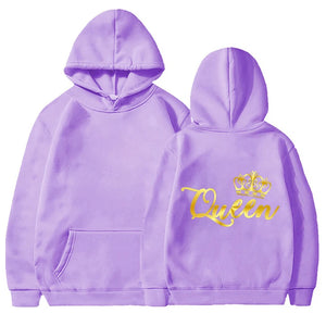 New King Queen Hoodies Pullover Unisex Couples Hooded Sweatshirt Harajuku Streetswear Long Sleeve Valentine's Day Hoodie