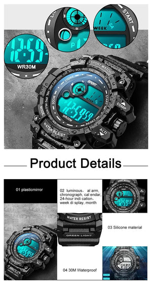 Hot Trend Vault men's LED digital watch with luminous display, waterproof sport design, military-style accessories for men.