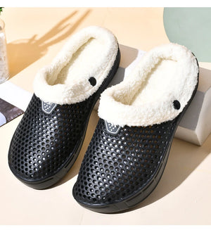 Couple Style Men's and Women's Cotton Slippers Winter Warm Plus Velvet Thickened Clogs Mule Shoes