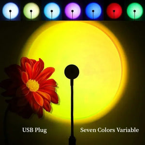 Hot Trend Vault USB Sunset Lamp rainbow neon night light, versatile RGB mood lamp for photography and bedroom decor.