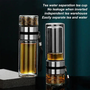 Hot Trend Vault reusable tea water bottle with glass infuser for adults, featuring a sleek design and clear glass infuser for brewing tea.