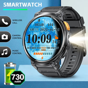 LaNikar Smart Watches for Men with 730mAh Large Battery 1.85’’ Big Screen LED Flashlight Rugged Smartwatch with for iOS Android