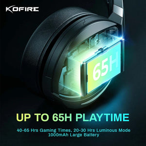 Kofire UG-06 Gaming Headset Low Latency 2.4G Bluetooth Wireless Headphones with Mic RGB Gradient Light Wired for PC PS5 Switch