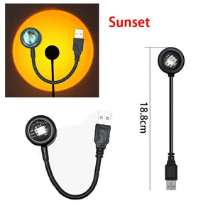 USB LED Sunset Lamp Ambient light Projector Photography Wall Atmosphere Neon Lights for Party Bedroom Living Room Decoration