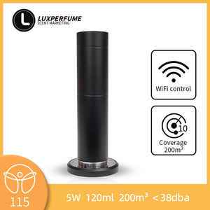 Hot Trend Vault LUXPERFUME aroma diffuser with smart touch control, 120ml capacity, premium metal finish for home, office, and hotel use.
