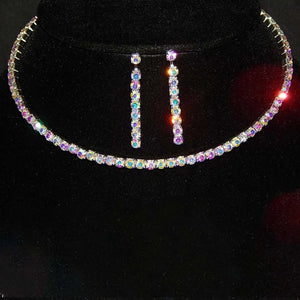 Stonefans New Flexible AB Rhinestone Simple Necklace and Earrings Bridal Fashion Crystal Prom Set Dress Accessories 2024 Luxury