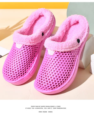 Couple Style Men's and Women's Cotton Slippers Winter Warm Plus Velvet Thickened Clogs Mule Shoes