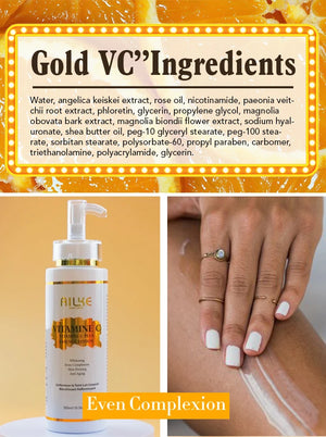 AILKE Whitening Skin Care Kit with Vitamin C, featuring brightening products for unisex use, displayed in a sleek packaging set.