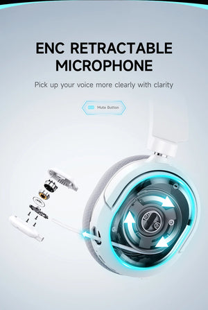 Picun G2 2.4GHz Bluetooth Wireless Gaming Headset For PC PS4 PS5 Phone Switch 5ms Low Latency 7.1 Surround Wired Headset ENC Mic