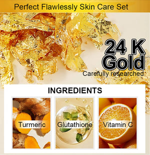 Close-up of AILKE 24K Gold Collagen Whitening serum bottle from Hot Trend Vault with gold accents and sleek design.