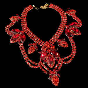 StoneFans Leaf Rhinestone Necklace Set for Women with crystal accents and luxurious bling, featuring a leaf design from Hot Trend Vault.