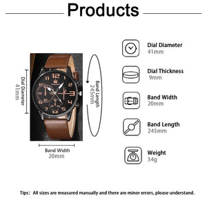 Men's sports watch set by Hot Trend Vault with five retro big dial quartz watches and brown leather straps.