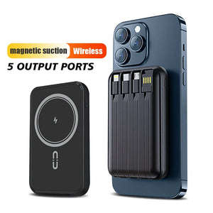 10000mAh Power Bank 15W Magnetic Fast Charging External Battery Wireless Charger with 4lines Cable for iPhone 15/14/13 xiaomi