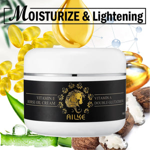Unisex AILKE Collagen 5-in-1 skin care kit with skincare products for even tone and glowing skin, featuring bottles and jars.