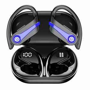 Bluetooth 5.3 Wireless Earbuds Sports Headphones with Earhooks Built-in Mic Earphones Waterproof Headphones Ear Buds for Sports