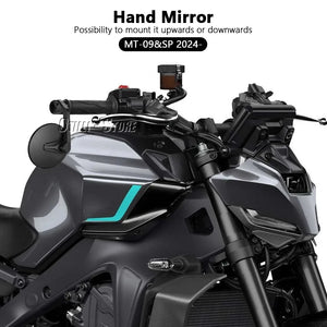 Blue lens Yamaha MT 09 bar end mirrors by Running Panther for MT 09 motorcycle riders, designed by Hot Trend Vault.