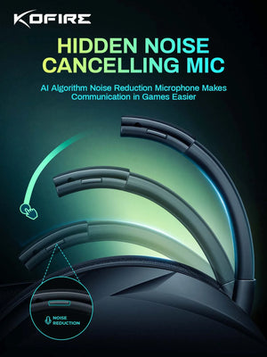 Kofire UG-06 Gaming Headset Low Latency 2.4G Bluetooth Wireless Headphones with Mic RGB Gradient Light Wired for PC PS5 Switch