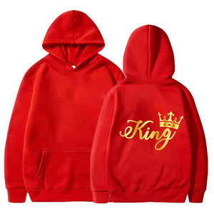 New King Queen Hoodies Pullover Unisex Couples Hooded Sweatshirt Harajuku Streetswear Long Sleeve Valentine's Day Hoodie