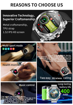 LaNikar New Smart Watches for Men with Earbuds Inside with 100+ Sport Modes and Sport Records Waterproof with iPhone and Android