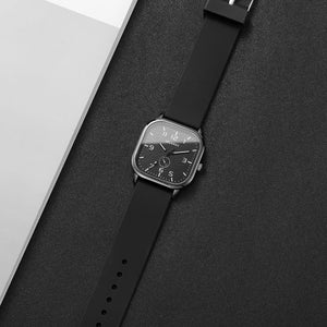 Square silicone strap quartz wristwatch for men and women by Hot Trend Vault, featuring a casual unisex design.