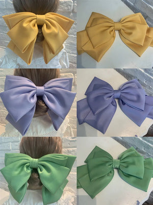 Large satin bow hairpin for women, retro style ponytail accessory from Hot Trend Vault, elegant hair clip for special occasions