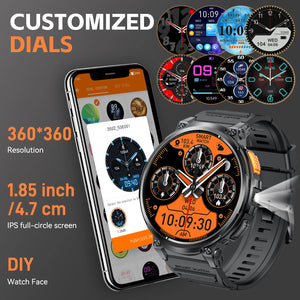 LaNikar Smart Watches for Men with 730mAh Large Battery 1.85’’ Big Screen LED Flashlight Rugged Smartwatch with for iOS Android