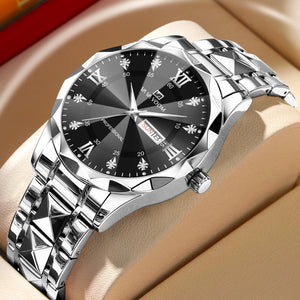 Hot Trend Vault Va Va Voom men's luxury diamond watch with 41mm case, night glow display, double calendar, quartz movement, accessories