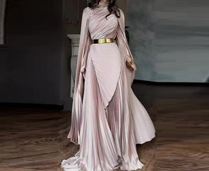 Elegant Party Dress for Women Temperament Fashion 2025 Fall Winter New Batwing Sleeve Shawl Split Vestidos Evening Long Dresses