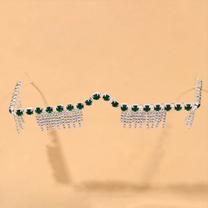 Stonefans Tassel Glasses Frame Women Luxury Retro Sunglasses Bohemian Without Lens Women's Accessories Eyes Glasses Face Jewelry