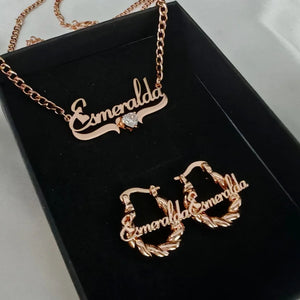 LeeChee Heart Zircon Custom Name Necklace 18mm Mini Twist Earrings Jewelry Set Gift For Girls