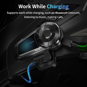 2pcs Fodsports FX-S Motorcycle Intercom Wireless Bluetooth Helmet Headset,1000M,BT5.4