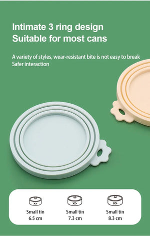 Reusable silicone pet can lid for dogs, BPA-free and durable, designed to cover cans securely by Hot Trend Vault.
