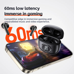 Wireless Headphones,QERE E40,NEW TWS Bluetooth 5.3,HD Microphone,HIFI Earphones,13mm Driver,Display screen+touch,4 Mics+ENC Call