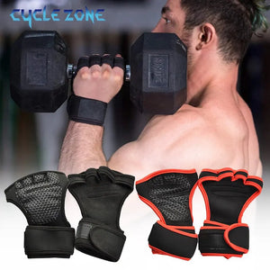Half Finger Weight Training Gloves for Men Women Fitness Sports Wrist Palm Protector Gloves Anti-slip Gym Cycling Gloves Black