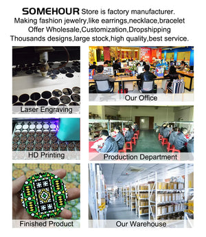 SOMEHOUR Customized African Wooden Drop Earrings Making Picture Printed 3 Sizes Personalized Wood Dangle For Women Gifts 10Pairs