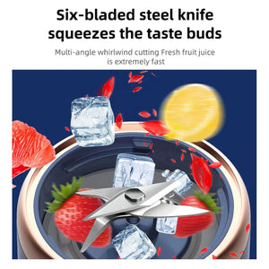 6 Blades Electric Juicer Cup with 2 Cups For Travel Portable Juicer Mixer Usb Charge Fresh Fruit Juice Personal Blender Smoothie