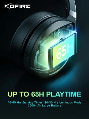 Kofire UG-06 Gaming Headset Low Latency 2.4G Bluetooth Wireless Headphones with Mic RGB Gradient Light Wired for PC PS5 Switch