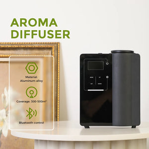 LuxPerfume Bluetooth App Aroma Diffuser with 200ml aluminum body, sleek design, and modern controls for personalized scent experience.