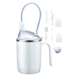 Silicone Adult Sippy Cups For Elderly Spill Proof Drinking Cup With Straw For Disabled Patient Adult Sippy Cup With Handle For