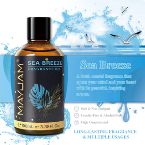 Hot Trend Vault Mayjam 100ml premium fragrance oil with sea breeze, coconut, vanilla, coffee, and bubble gum scents, with dropper